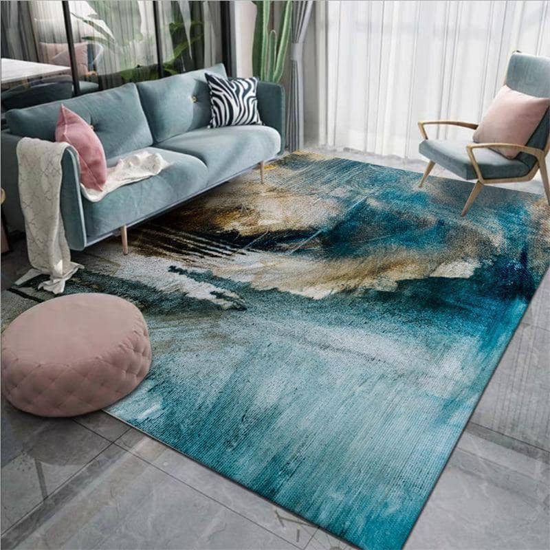 Abstract Area Rug - Serenity of Blue Lake in Your Living Room
