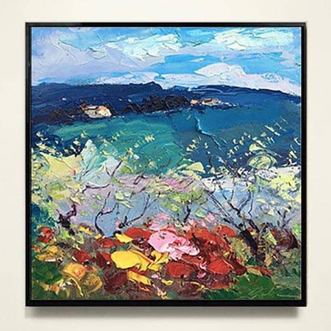 Abstract Ocean Scenery Art Poster - Hand-Painted Canvas for Serenity Indoors