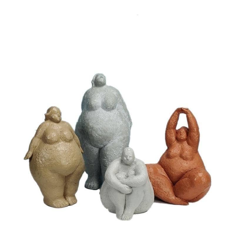 Abstract Plump Lady Figurines - Celebrate Body Positivity with Art Home Decor