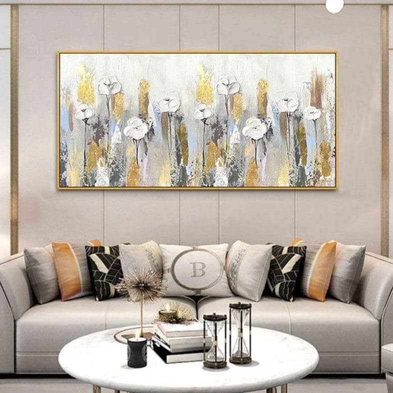 AbstractFlower Field Art Canvas Print - Hand-Painted Wall Decor for Your Space