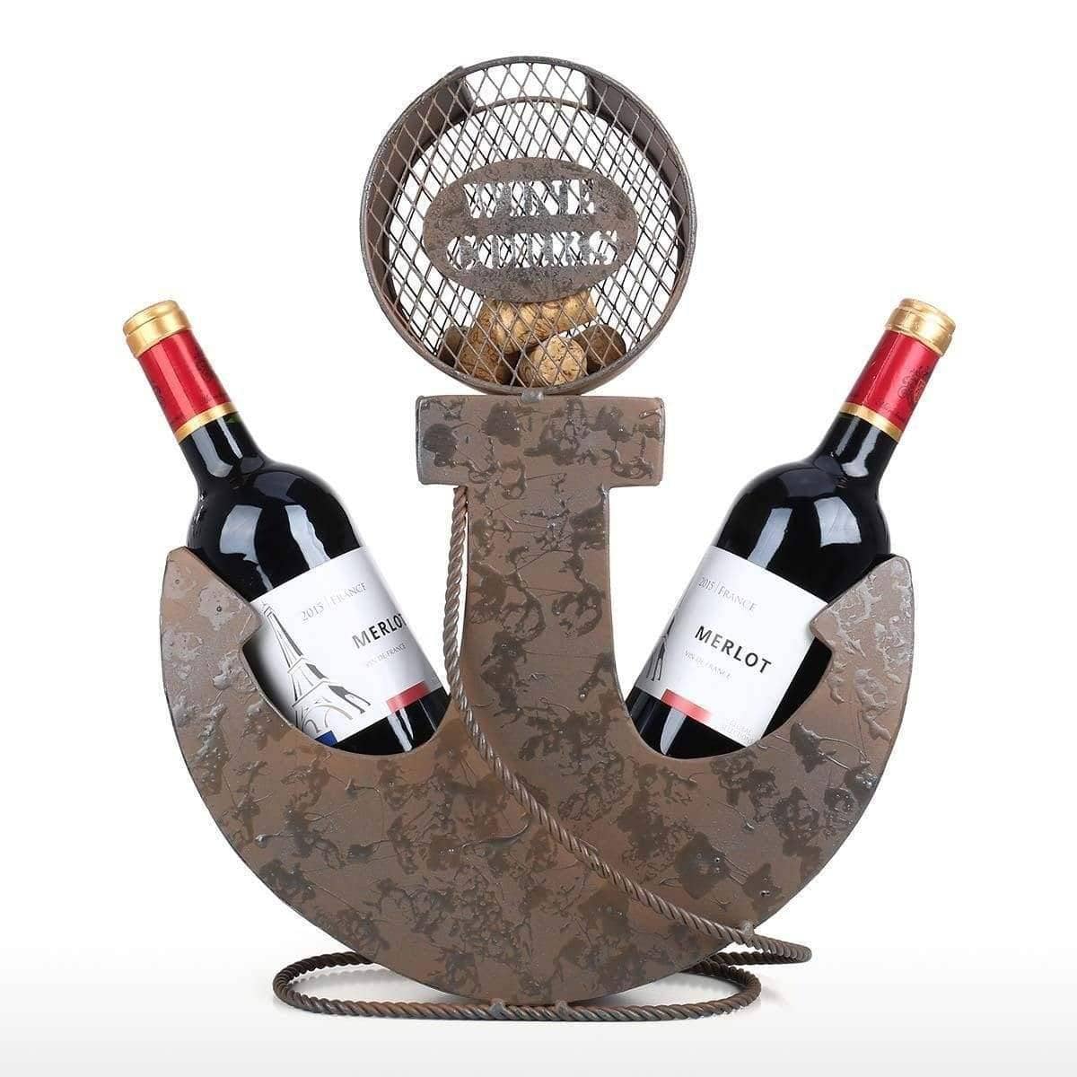 Anchor Two Bottles Wine Holder Rack - Rustic & Elegant