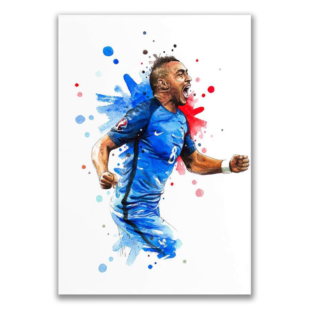 Artistic Brilliance: Watercolor Splash of Soccer Superstar