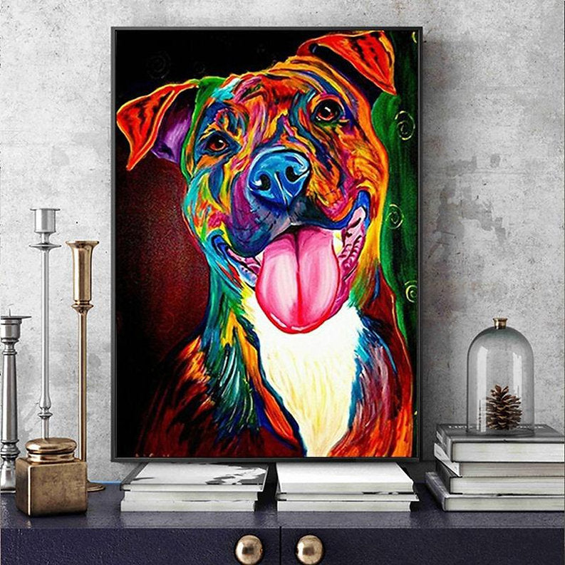 Artistic Dog Portraiture: Vibrant Close-Up of Canine Wall Poster