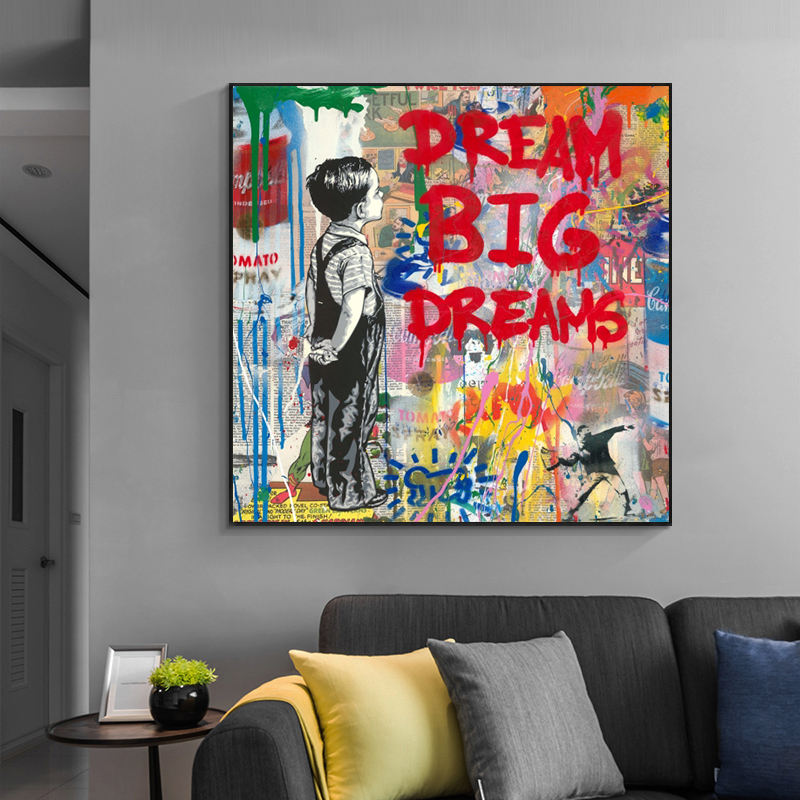 Banksy Pop Street Boy Dream Canvas Print - Colorful Pop of Art for Your Wall