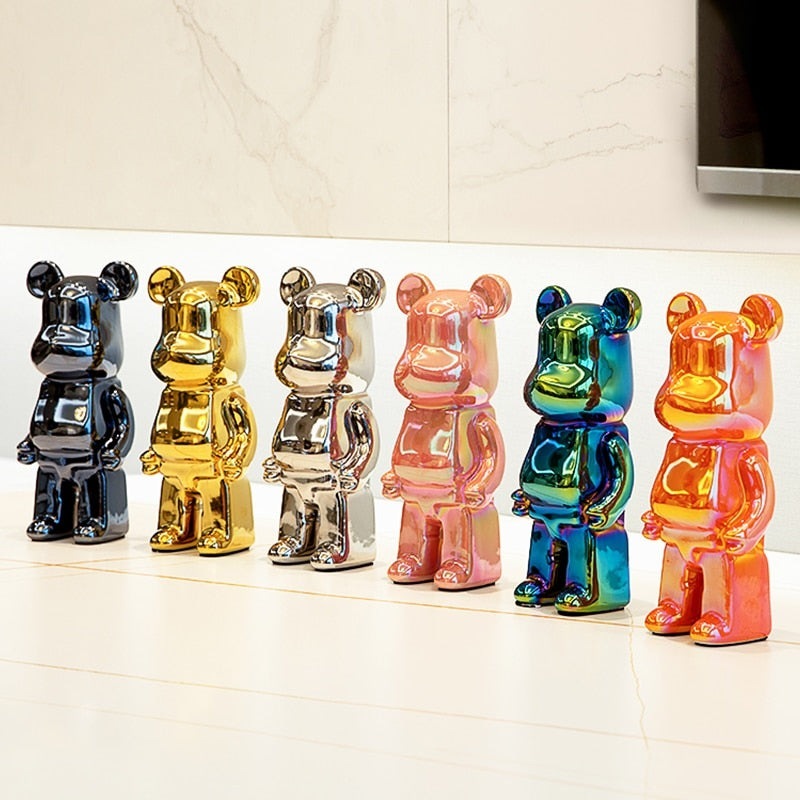 Bearbrick Electroplated Resin Statue - Eye-catching Decor for a Unique Touch