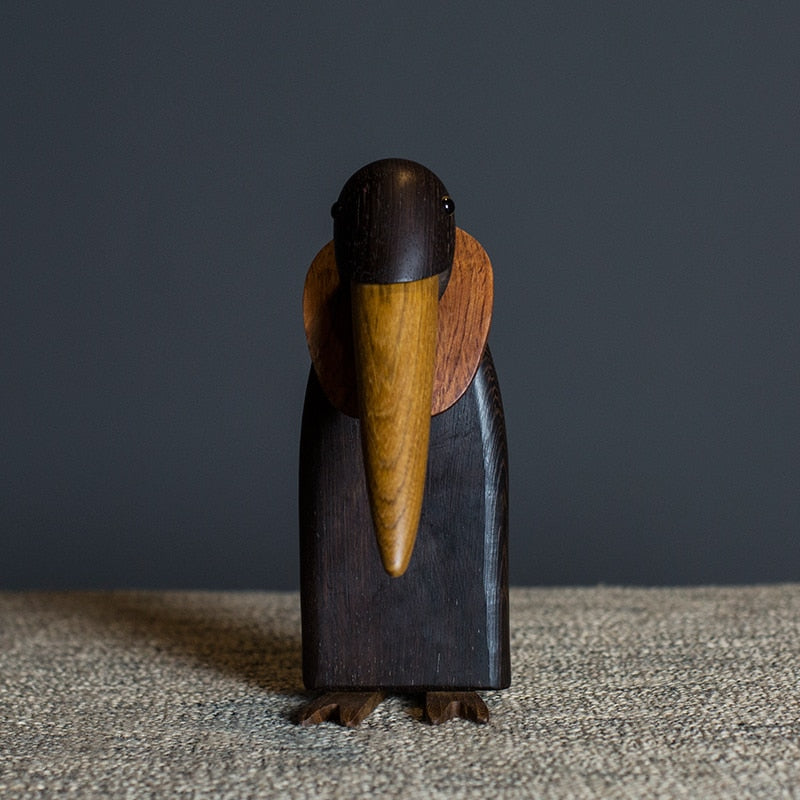 Black Big Penguin Wooden Puppet - Nordic Style Home Decor