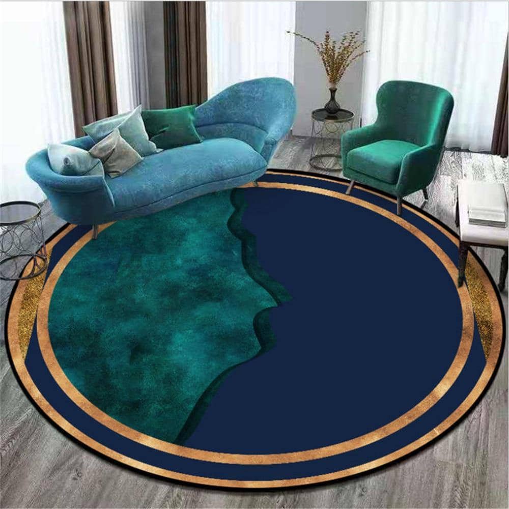 Blue & Green Mosaic Living Room Area Rug - Eye-catching Design