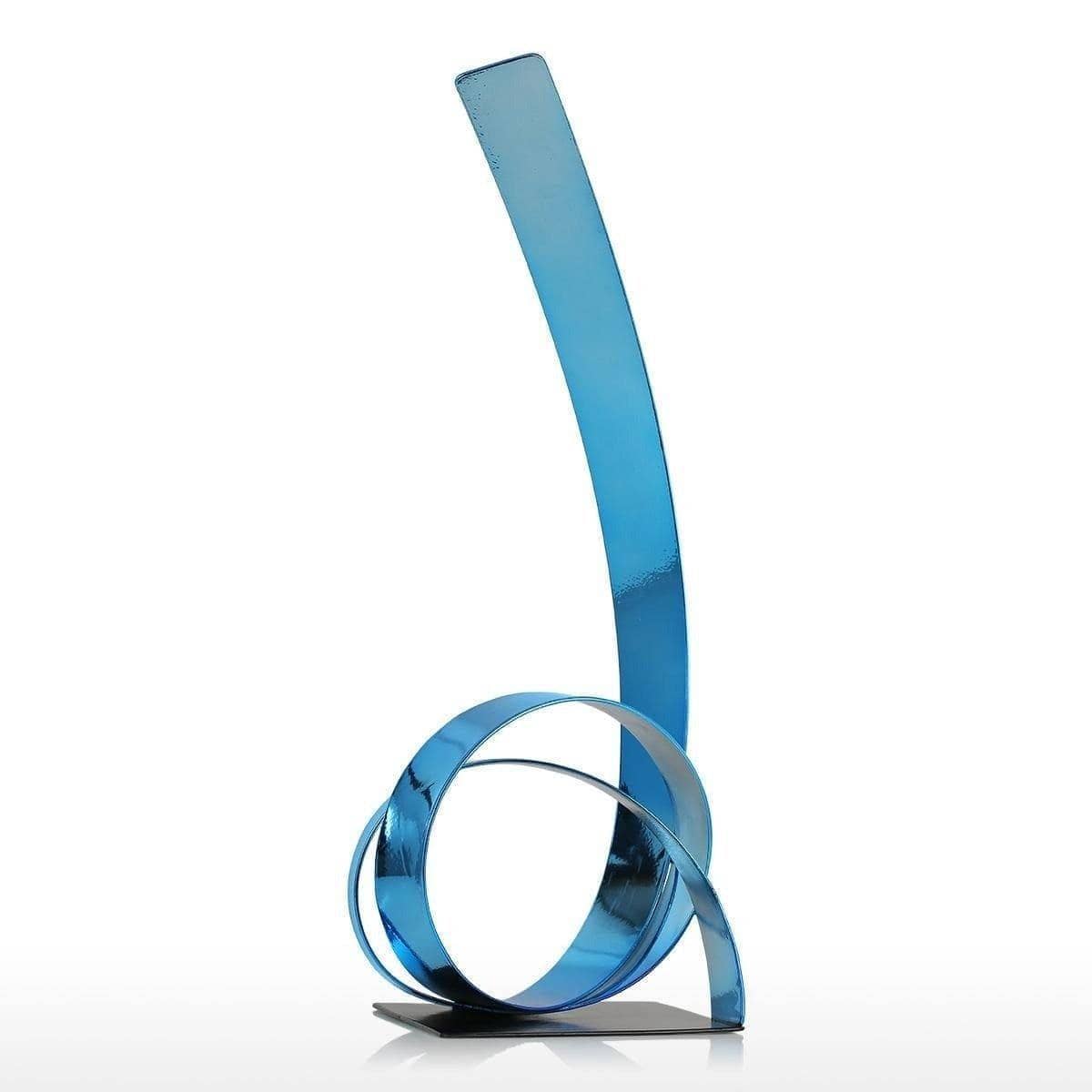 Blue Rising Ribbon Sculpture Art - Stylish and Eye-catching Decor