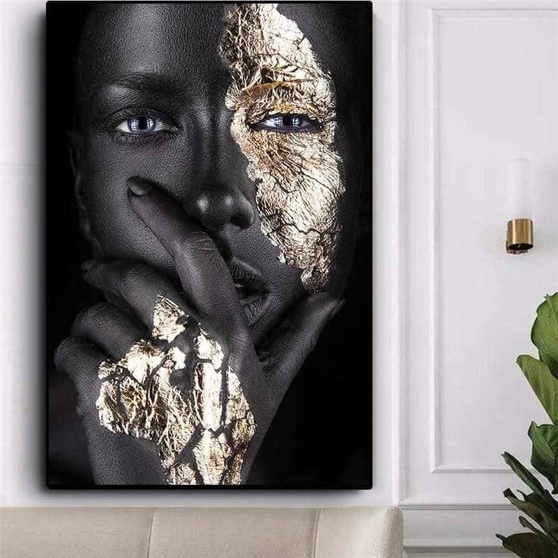 Bold Gold Foil African Lady: Vibrant