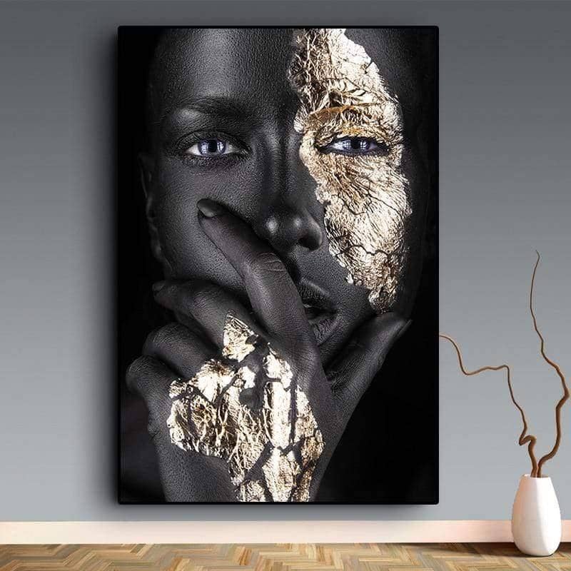 Bold Gold Foil African Lady: Vibrant