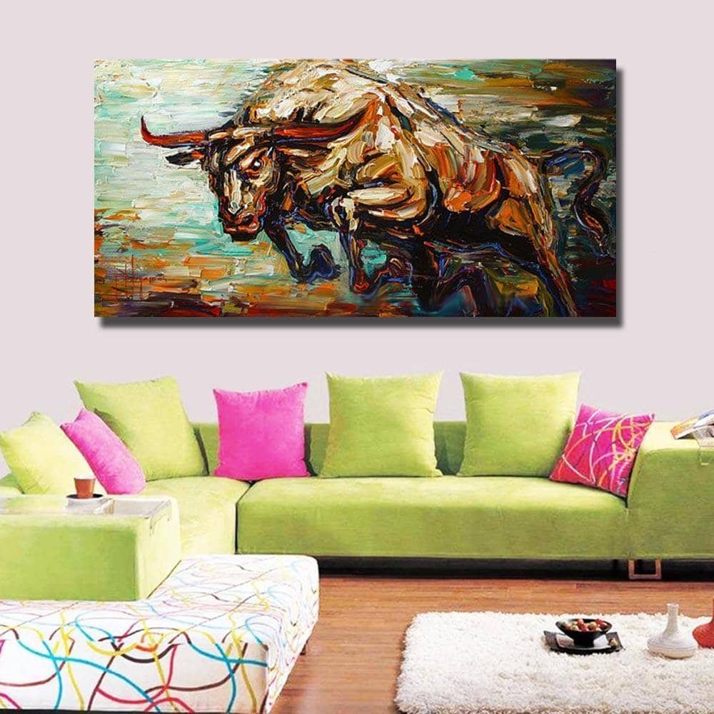 Bull Canvas Painting - Dynamic Energy for Bold Wall Art