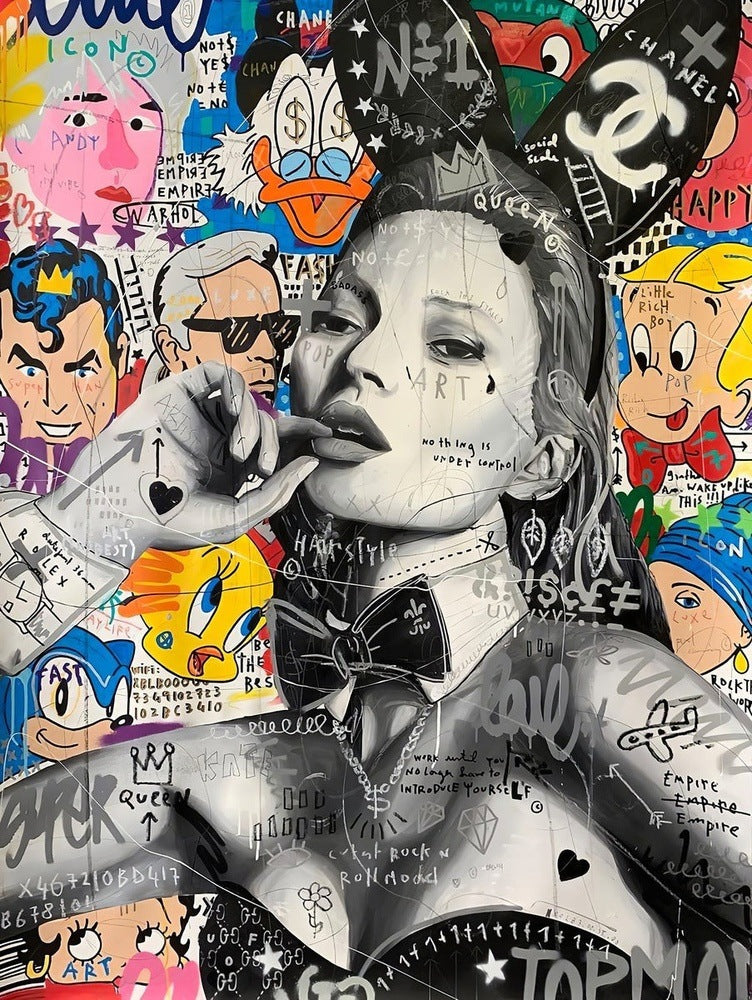 Bunny Kate Moss: Fashion Model Graffiti Pop
