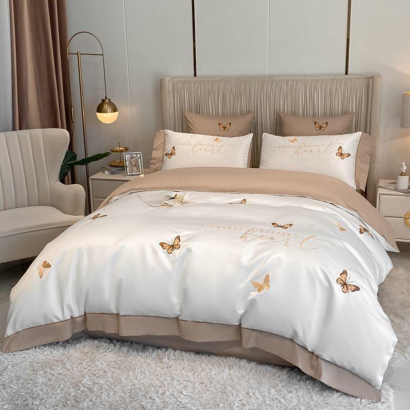 Butterfly Chic Embroidery Duvet Cover Set - Elegant & Soft Bedding