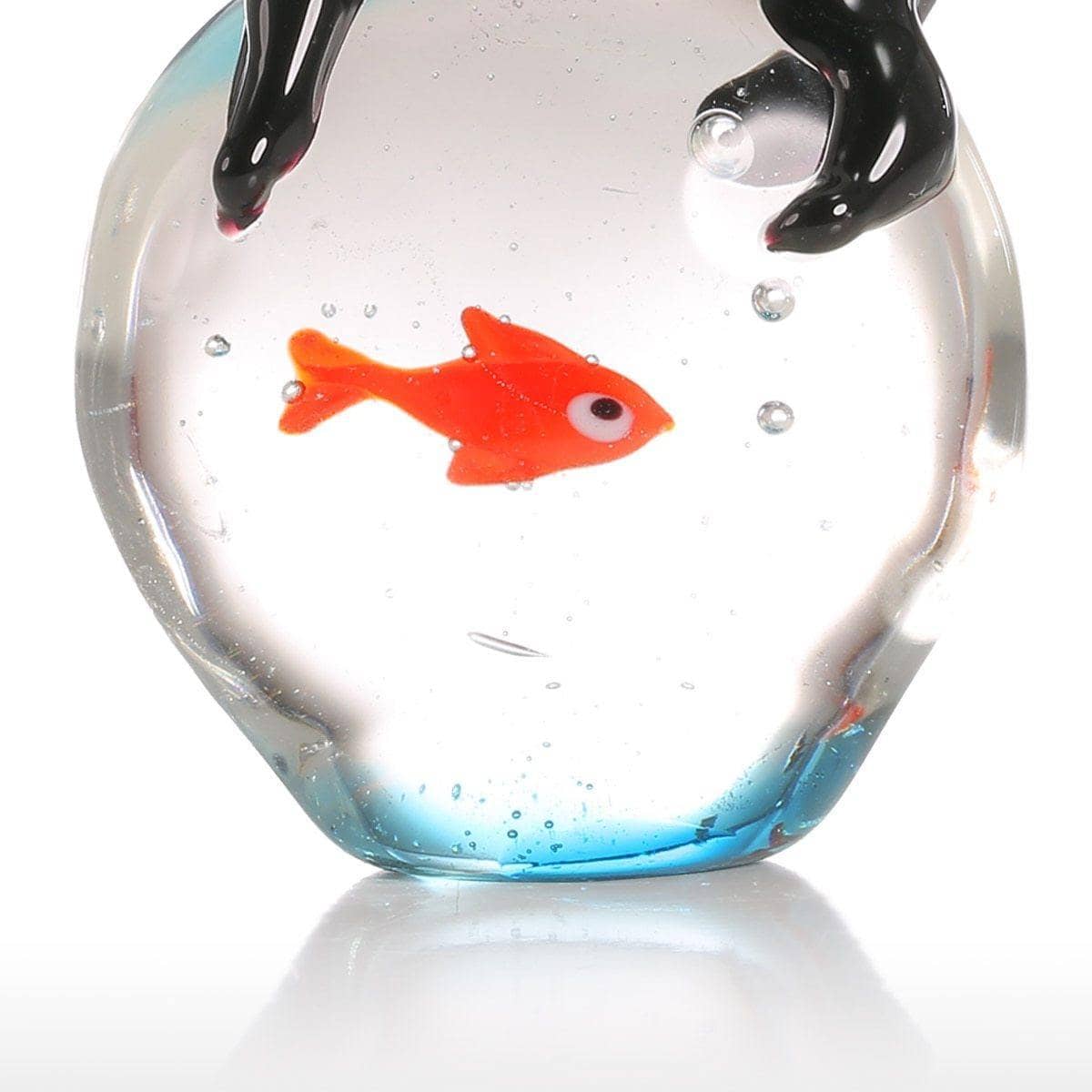 Cat & Glass Ball Goldfish Decor - Modern Home Decor with a Whimsical Twist