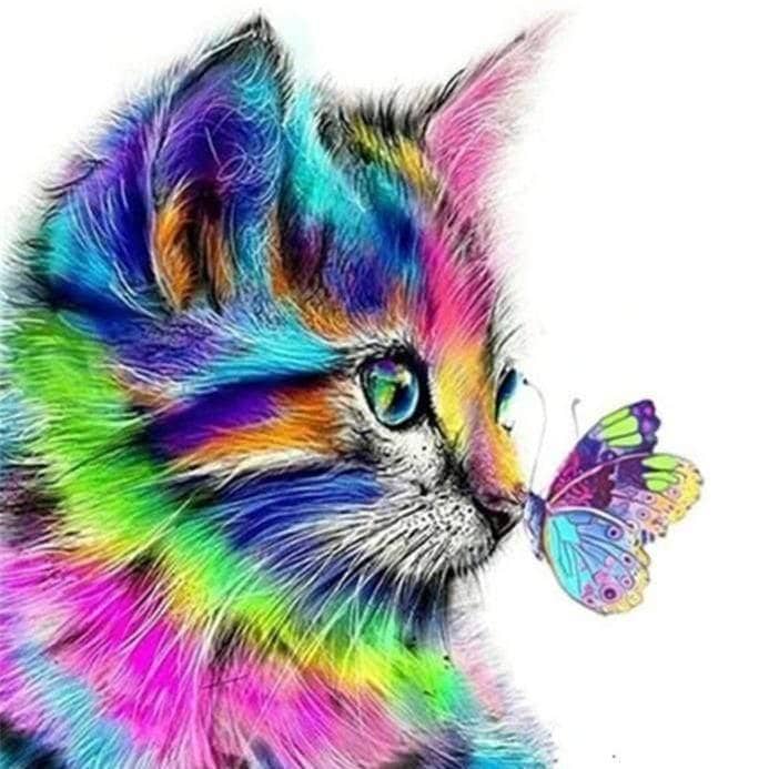 Cat Loves Butterfly DIY Canvas Painting - Create Your Own Artwork