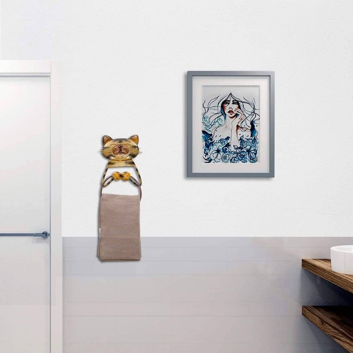 Cat Towel Holder Bathroom Hanger - Cute & Functional Home Decor