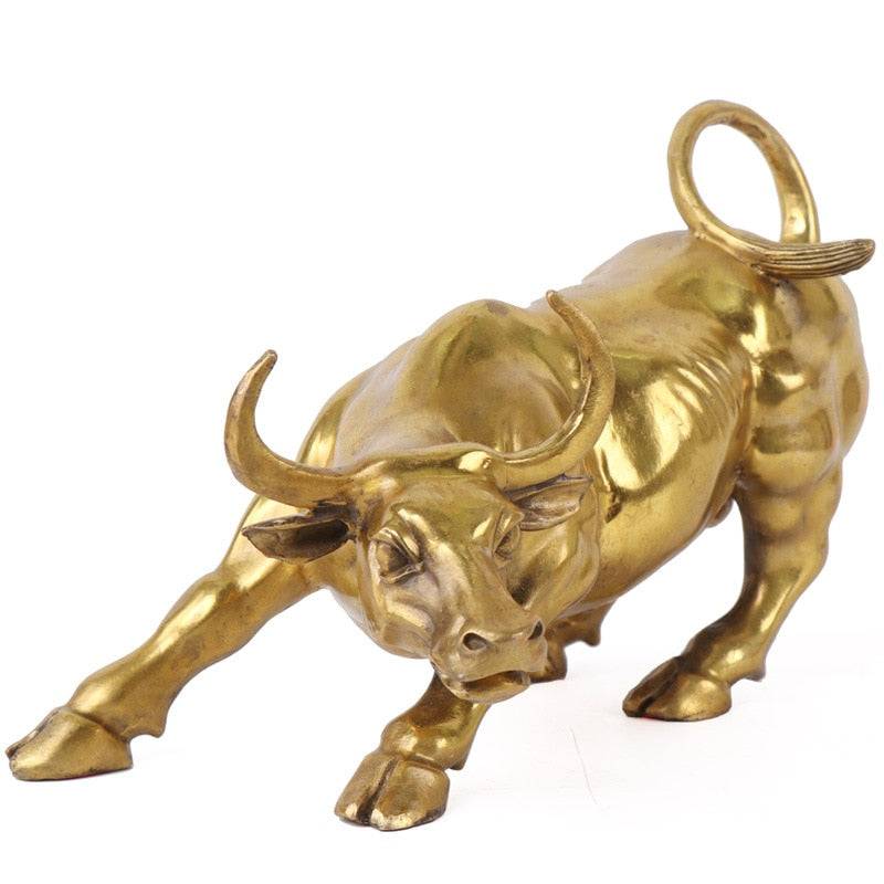 Cattle Bull Market Brass Copper Sculpture - Wall Street Home Decoration