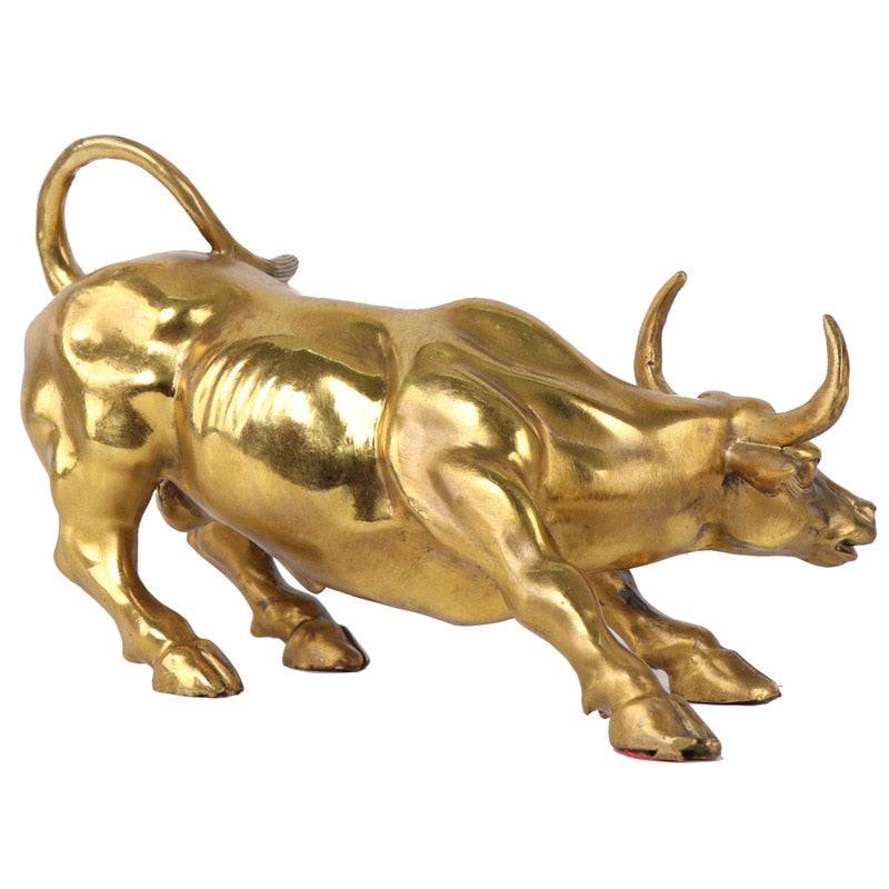 Cattle Bull Market Brass Copper Sculpture - Wall Street Home Decoration