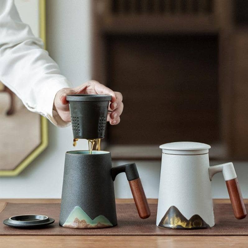 Ceramic Tea Mug with Strainer Filter Set - Personalized & Stylish Tea Experience