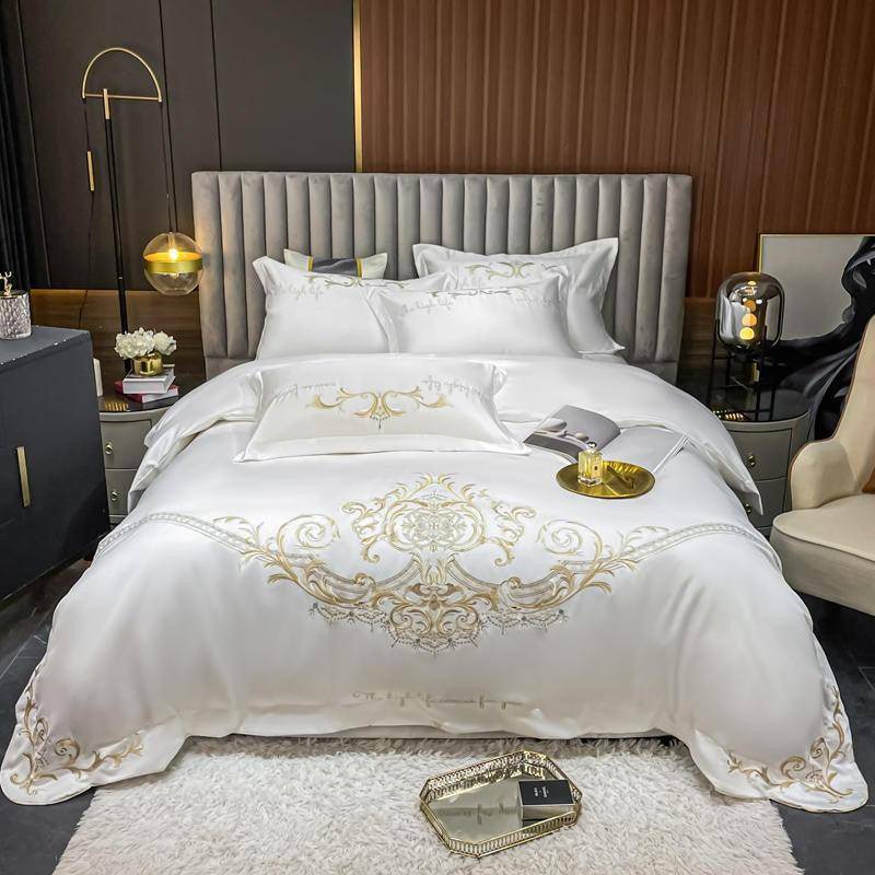 Chic Embroidery Satin Cotton Comforter Bedding Set - Queen & King Size
