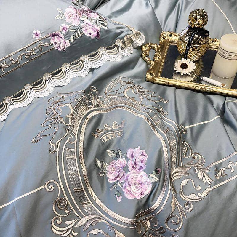 Classical Embroidery Egyptian Cotton King Queen Size Bedding Set - Timeless & Luxurious