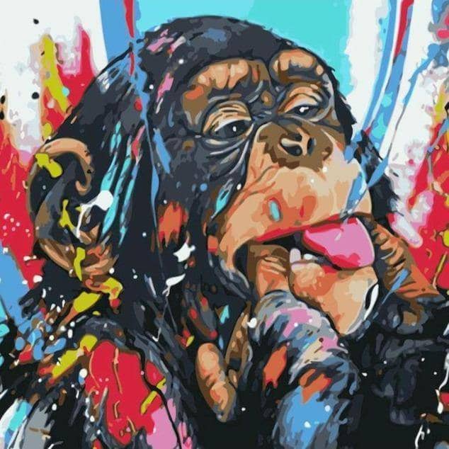 Colorful Ape Family DIY Canvas Painting - Create Your Own Vibrant Artwork