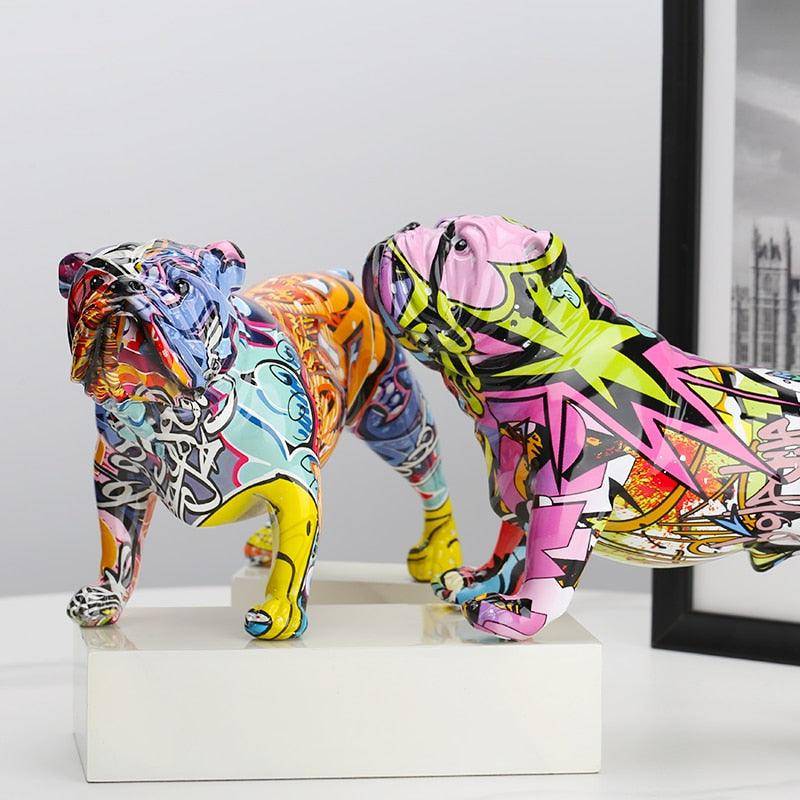 Colorful Bulldog Figurines - Graffiti Modern Home Decor