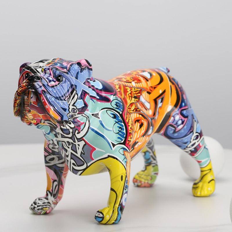 Colorful Bulldog Figurines - Graffiti Modern Home Decor