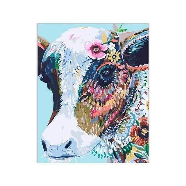 Colorful Ethnic Cow DIY Canvas Painting - Add a Pop of Color to Your Space