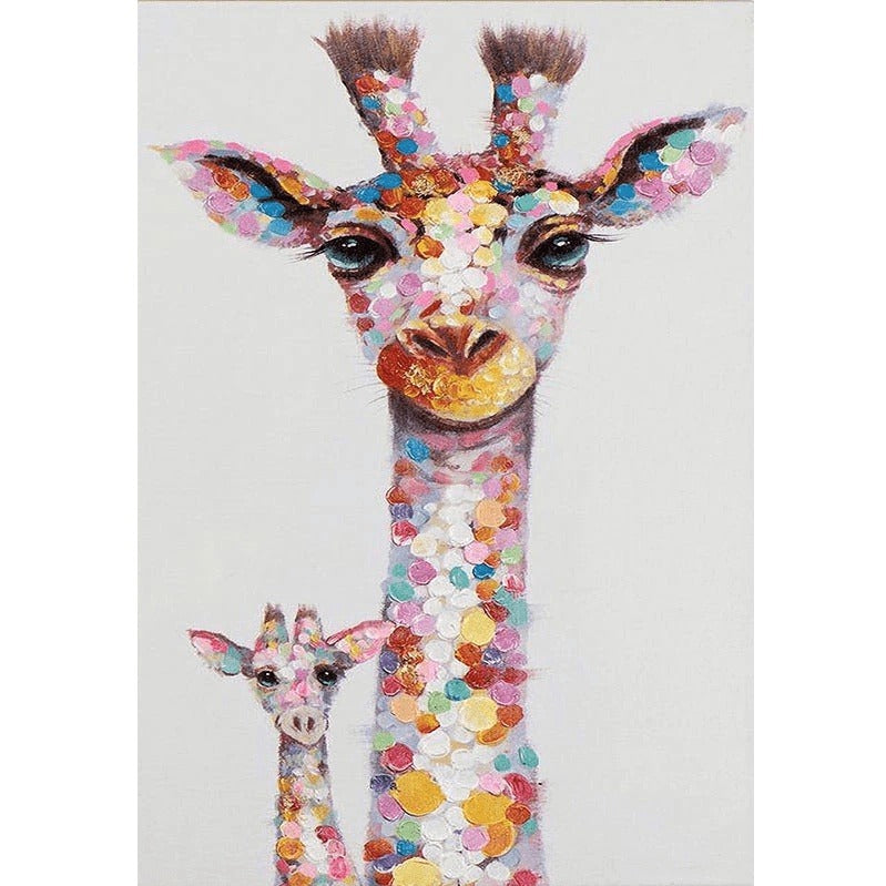 Colorful Giraffe Family: Whimsical & Playful