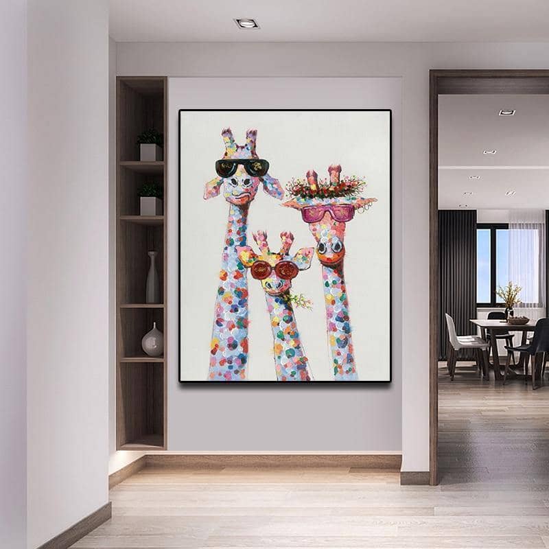Colorful Giraffe Family: Whimsical & Playful