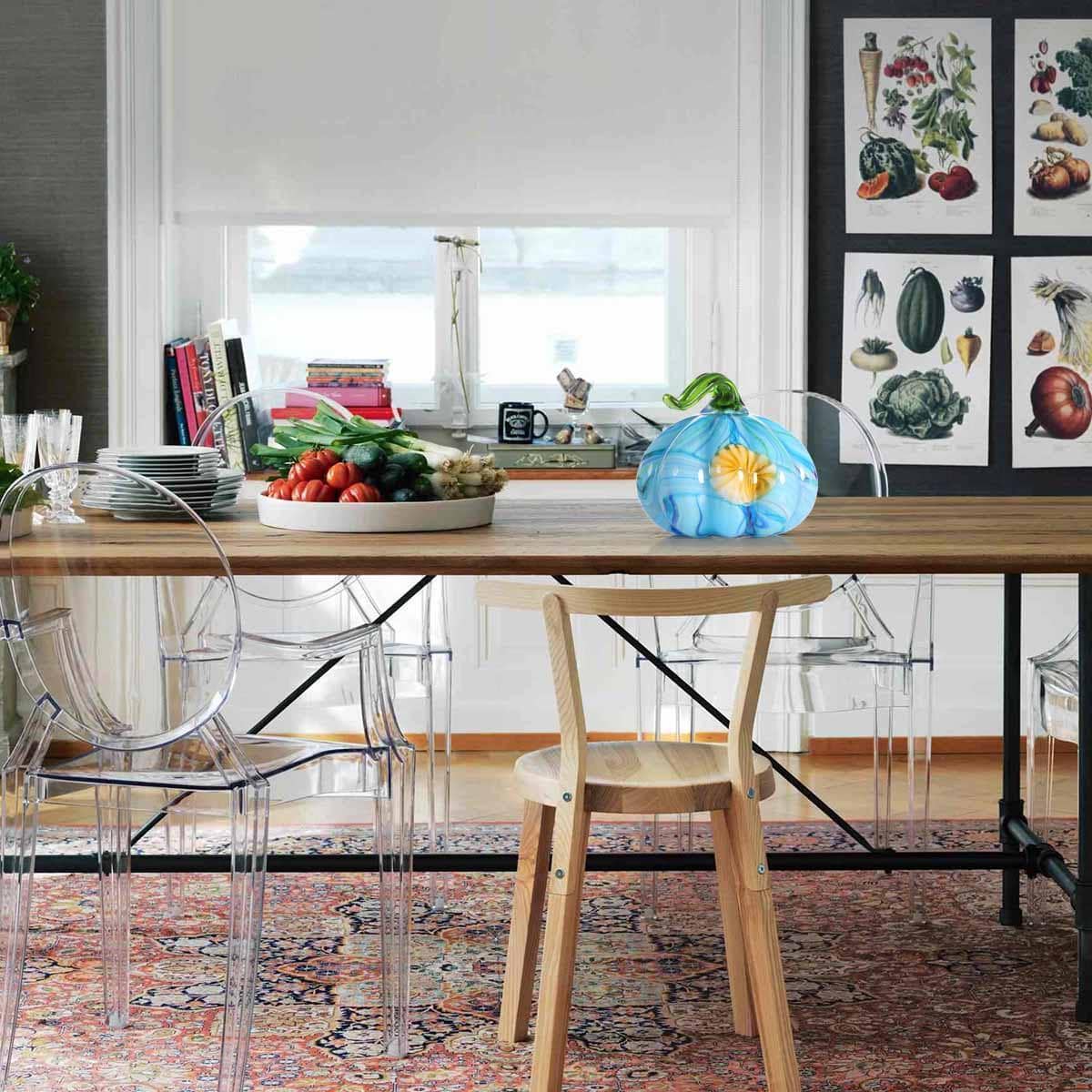 Colorful Hand-Blown Pumpkin Modern Home Decor - Unique & Cheerful Accent Piece