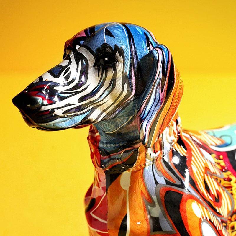 Colorful Painted Dachshund - Playful Home Decor Accent