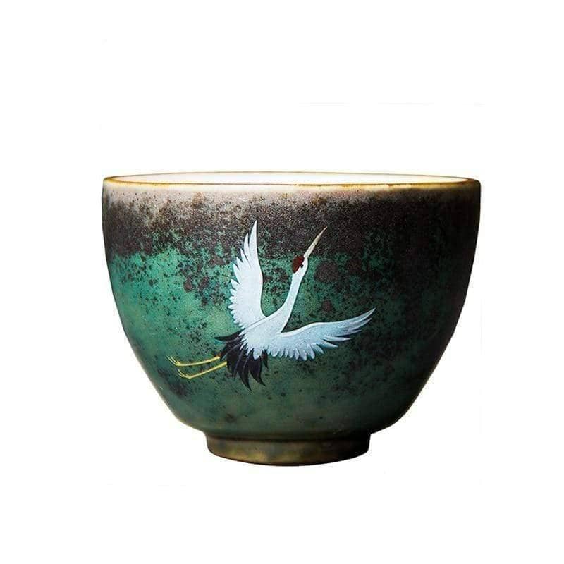 Crane Kung Fu Ceramic Tea Cup Set - Traditional & Artistic Tea Time Experience
