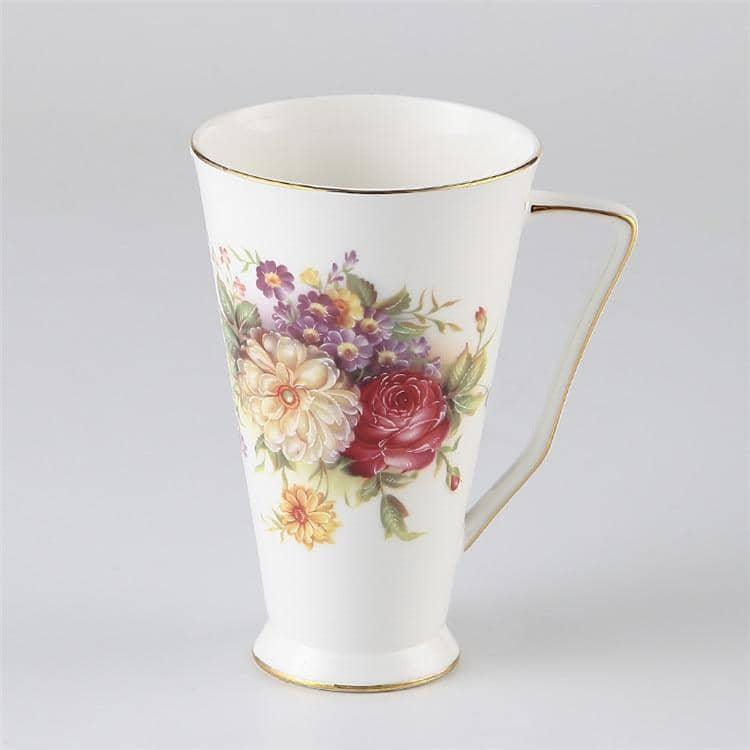 Delicate Flora Bone China Coffee Mug Set - Beautiful & Elegant Dining Collection