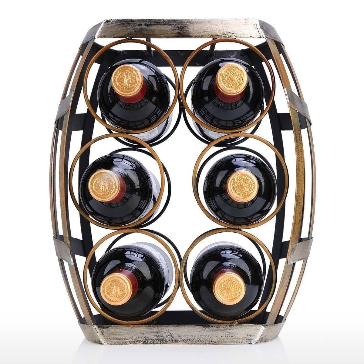 Display Your Wines in Style with Barrel Iron Metal Wine Storage Rack & Holder - Retro & Elegant