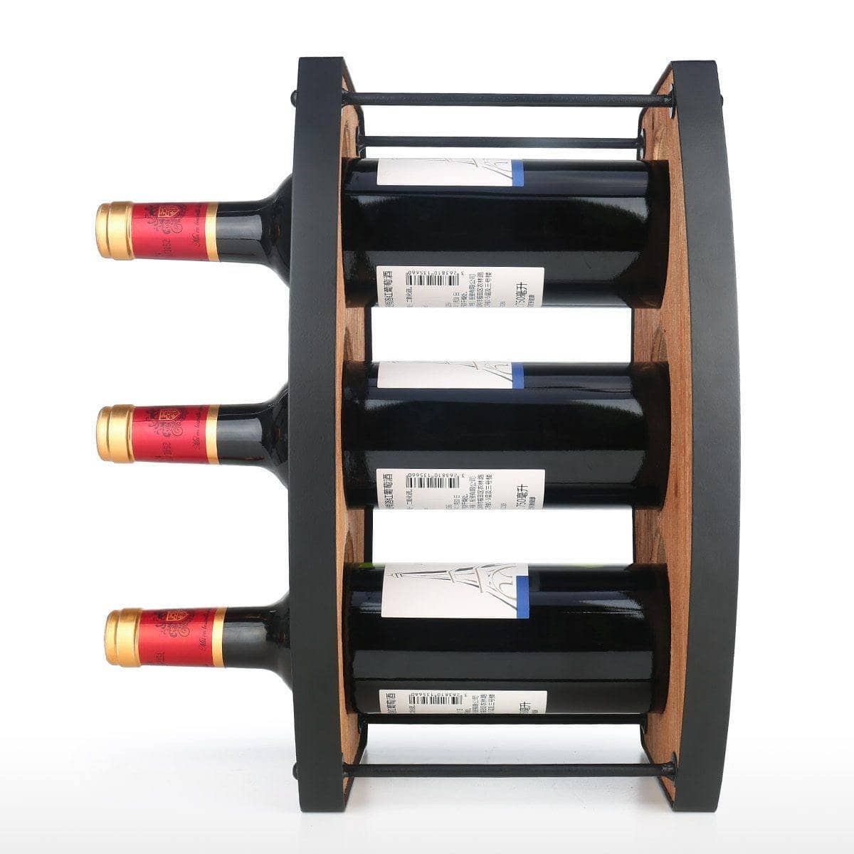 Display Your Winesin Style with Antique Finish 3 Bottles Tabletop Wine Holder Rack - Vintage & Elegant