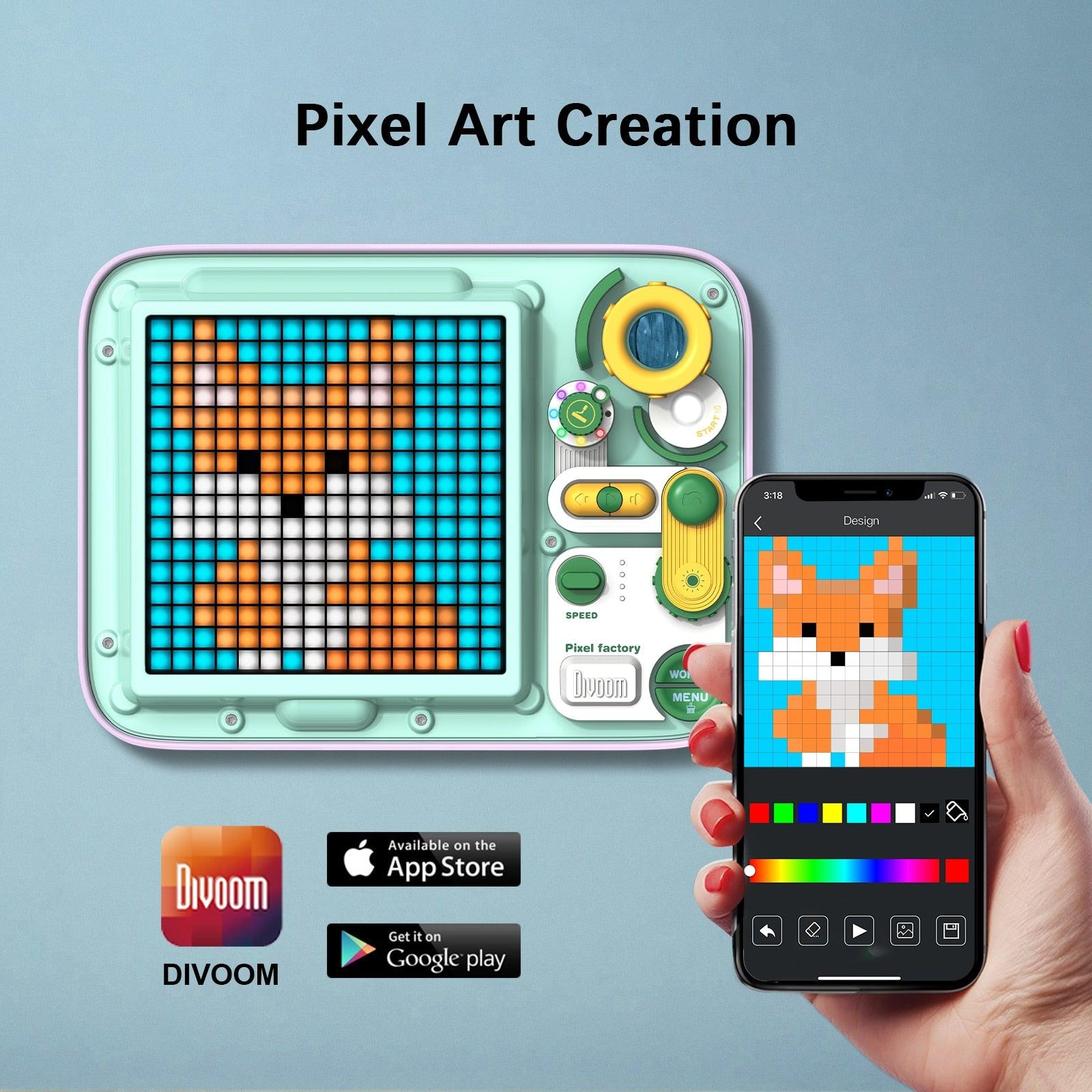 Divoom Pixel Factory Drawing Board - Educational and Creative Pixel Art Tool- Divoom Pixoo LED Digital Display Frame - WIFI App Controlled Pixel Art Decor