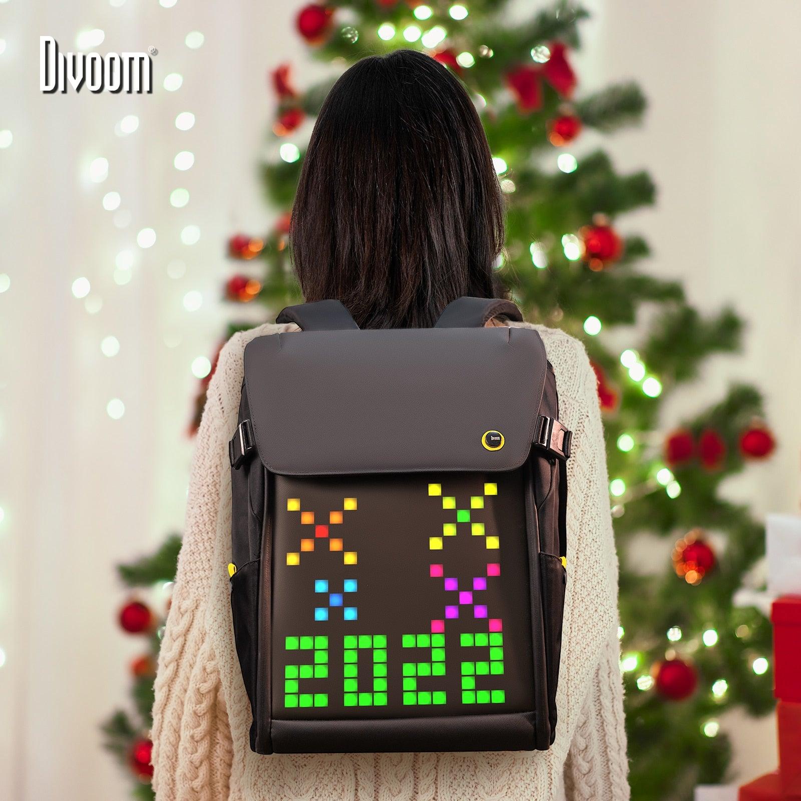 Divoom Pixoo M Waterproof Laptop Backpack - LED Screen and Pixel Art Decor