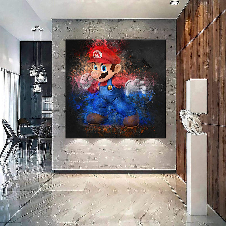 Dynamic Super Mario's Stance: Vibrant Art depicting Super Mario