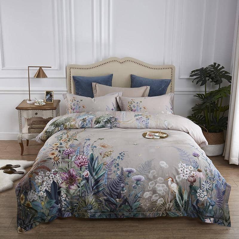 Egyptian Cotton Birds & Flowers Duvet Cover Set - Luxurious and Elegant Bedding