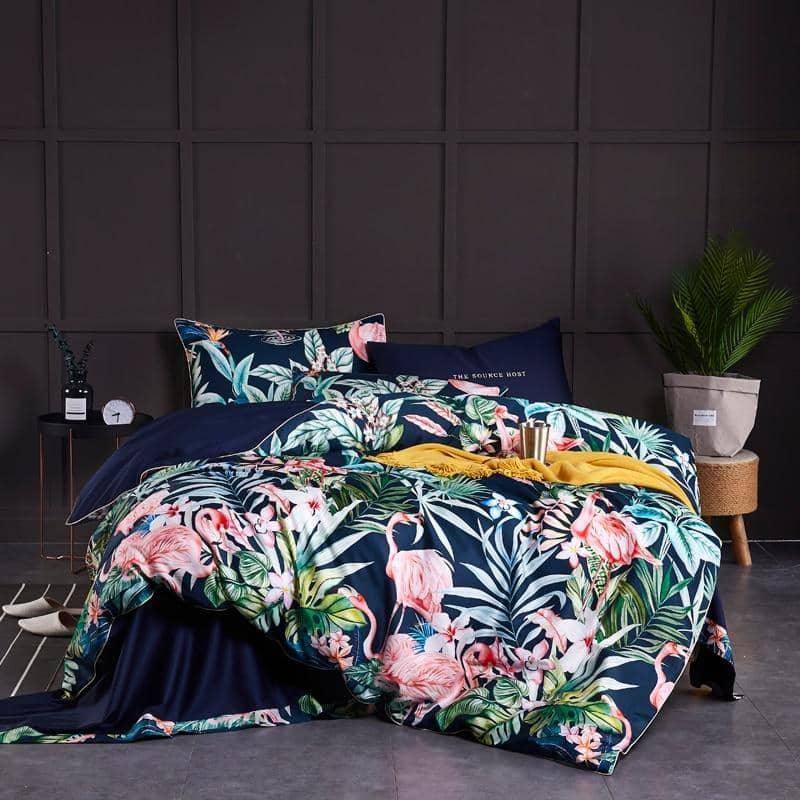 Egyptian Cotton Soft Bed Linen Flamingo Paisley Bedding Set - Comfortable and Chic