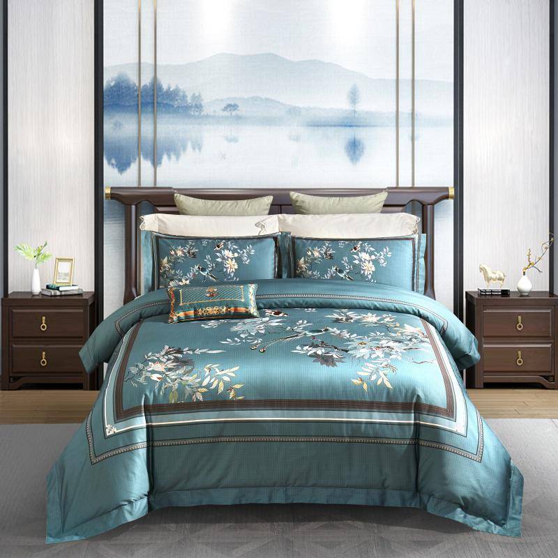 Elegant Chinoiserie 1000TC Egyptian Cotton Bedding Set - Ultra Soft & Stylish