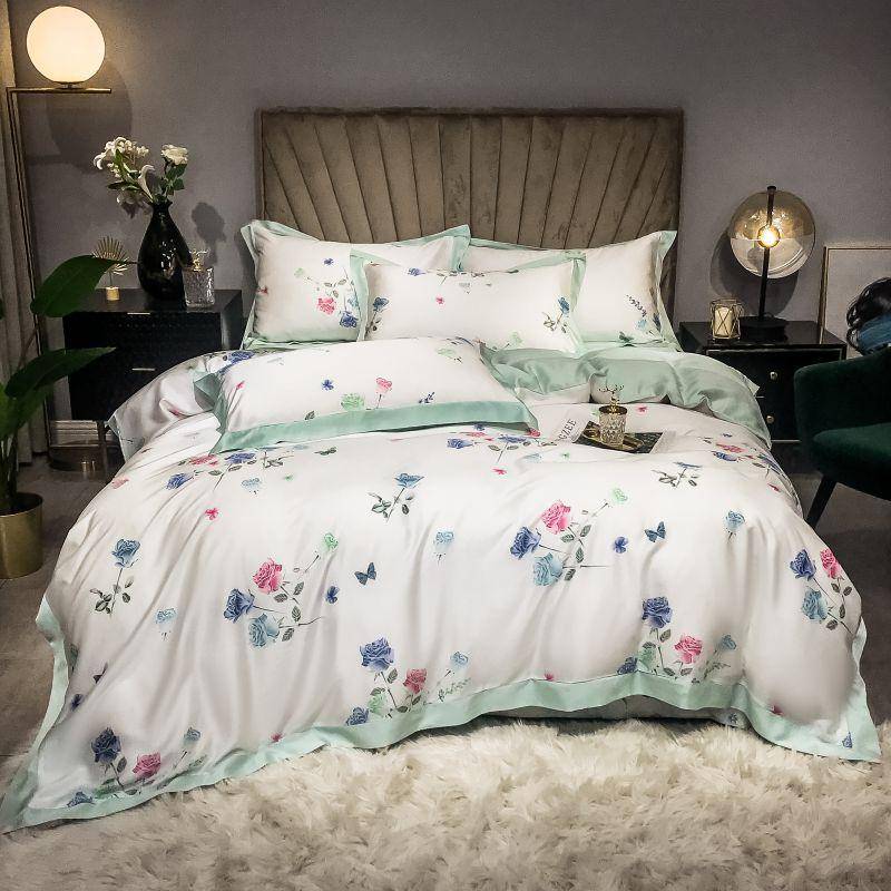 Elegant Garden Floral Bedding Set: Luxurious Tencel Material for Comfort