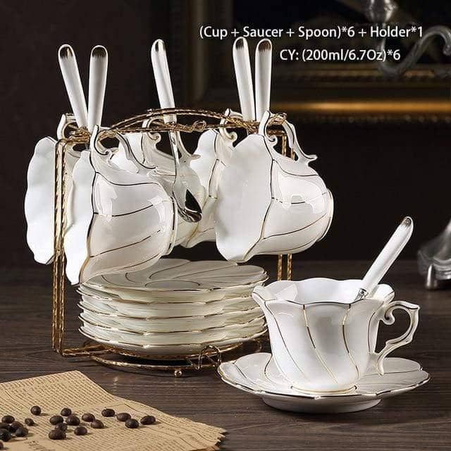 Elegant Gold Inlay Tea Set: Delicate and Elegant Dining Collection