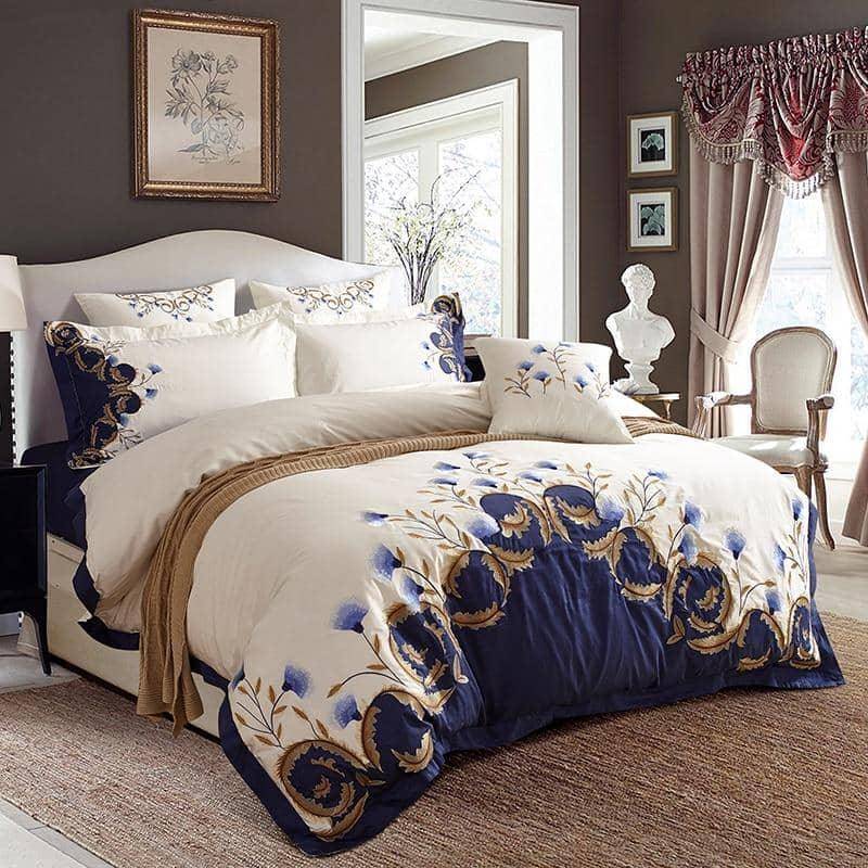 Embrace Luxury with 60S Egyptian Cotton Embroidered Bedding Set - King & Queen Size