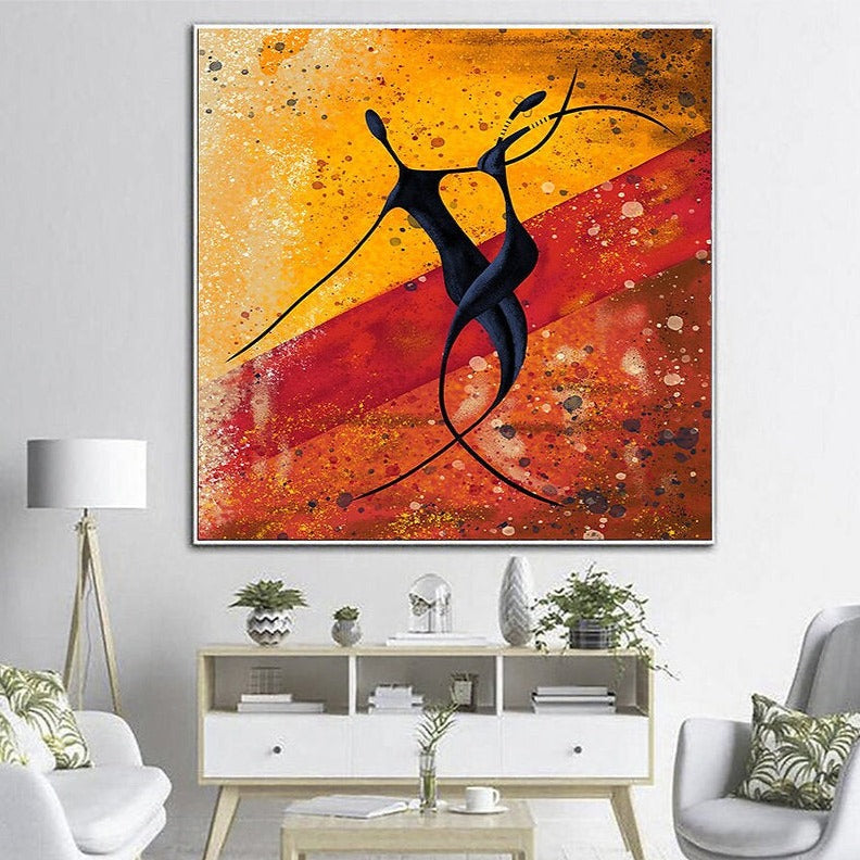 Energetic Rhythms: African Abstract Dancing Couple Wall Poster