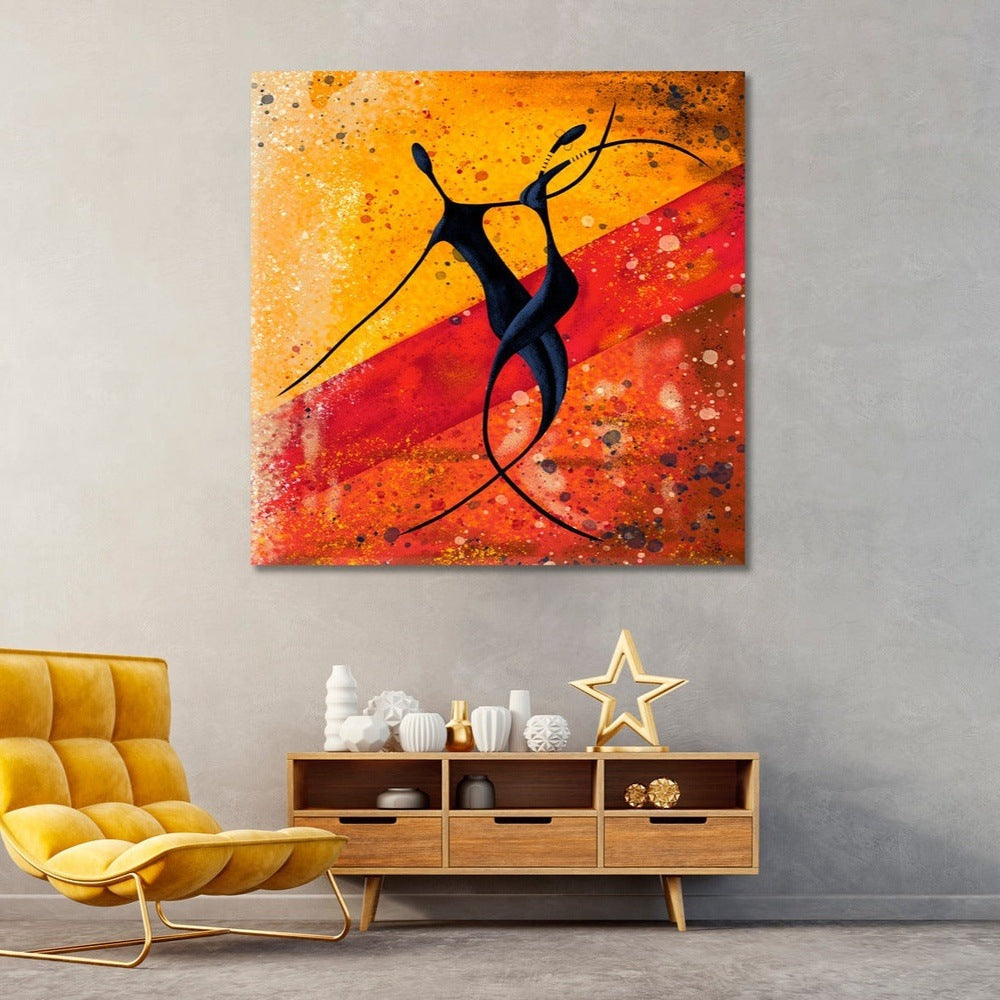 Energetic Rhythms: African Abstract Dancing Couple