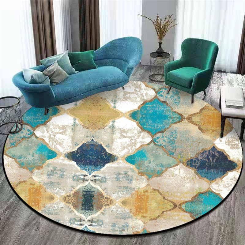 European Moroccan Style Round Area Rug - Vibrant and Bold Living Room Decor
