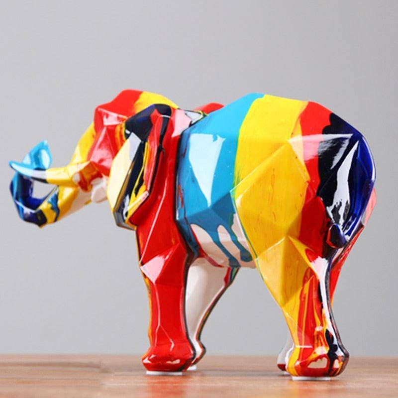 Fashion Splash Colorful Elephant Statue - Playful and Whimsical Decor Ornament